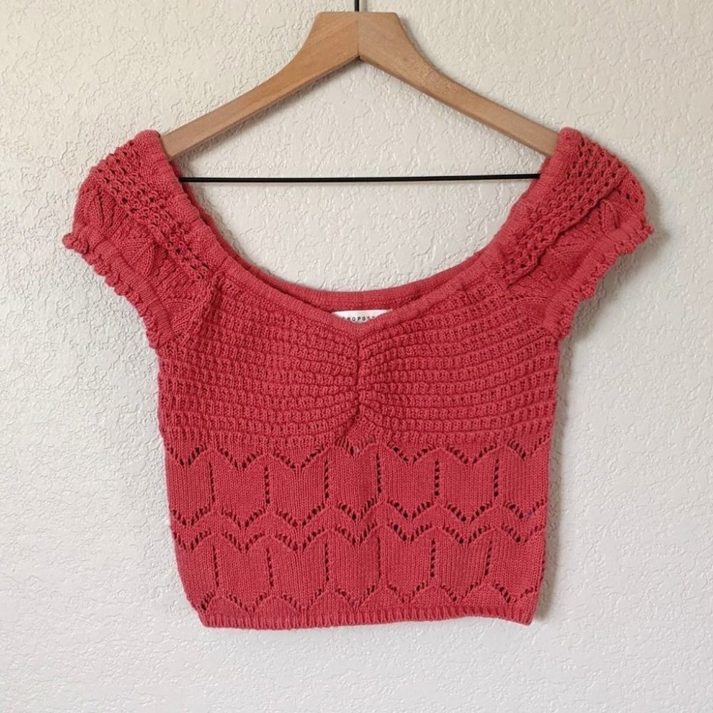 Aeropostale Coral Knit Cropped Top S NWT